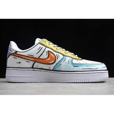 Nike Air Force 1 '07 Se Beyaz / Sarı / Turuncu / Mavi Kaykay Ayakkabı Türkiye - WAHGT5WQ